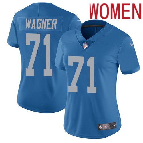 Women Detroit Lions #71 Ricky Wagner Nike Blue Alternate Vapor Limited NFL Jersey->women nfl jersey->Women Jersey